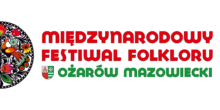 Logo, w centralnej części znajduje się czerwony napis „Międzynarodowy Festiwal Folkloru”, poniżej Herb Ożarowa Mazowieckiego i zielony napis „Ożarów Mazowiecki”, po lewej stronie logo Festiwalu - półkole, wycinanka z kogutem